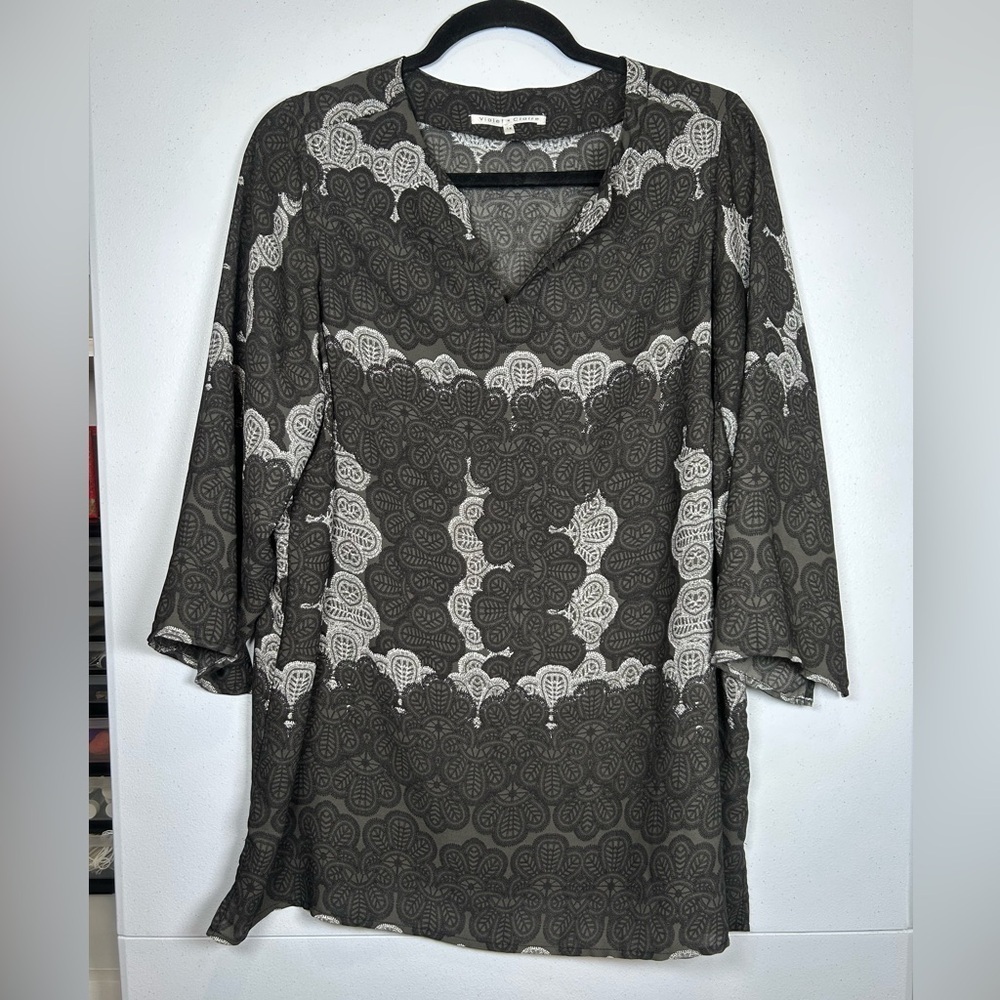 Violet & Claire Brown/Gray/White Patterned Tunic. Size 1X #career #weartowork